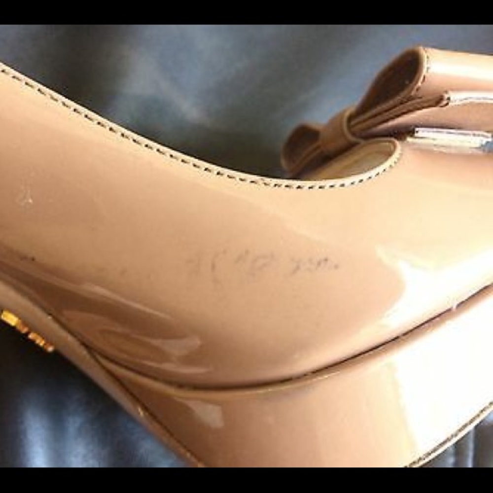 Prada Platform Pumps Heels Bows Patent Nude Box 9 - Picture 7 of 8